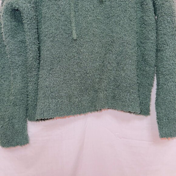 Aerie Green Long Sleeve Fuzzy Sherpa 'All Love' Hooded Pullover Sweater size XS - Picture 5 of 7